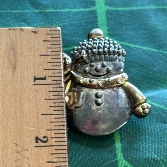 MJ Silver Snowman Winter Brooch Pin BOGO FREE - Picture 4 of 6